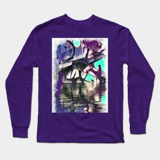 Bayou moon graffiti abstract Long Sleeve T-Shirt